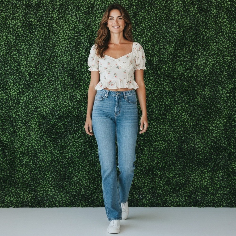 7 For All Mankind Tess Trouser Jeans Women's Size 27 Medium Wash Denim High Rise